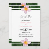 Roze franjangipani Plumeria Wedding slaat de datum Save The Date (Voorkant / Achterkant)