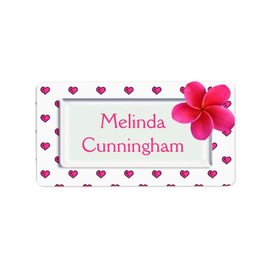 Roze Franjipani - Meisjes schoolnaam label (Voorkant)