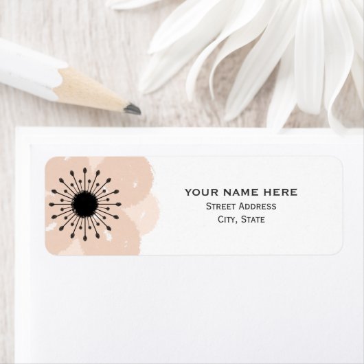 Roze Frans Anemone bruiloft adres label (Insitu)