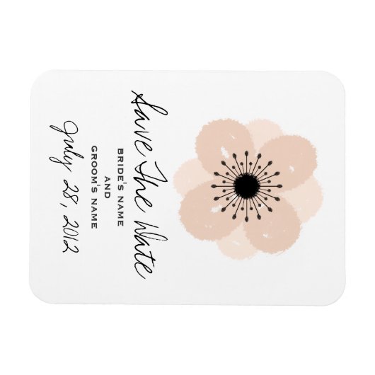 Roze Frans Anemone Bruiloft Save The Date Magnet Magneet (Horizontaal)