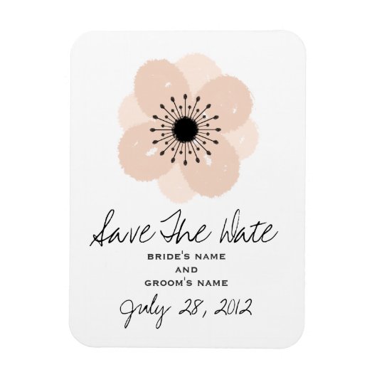 Roze Frans Anemone Bruiloft Save The Date Magnet Magneet (Verticaal)
