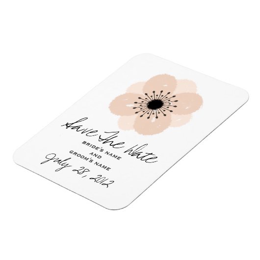 Roze Frans Anemone Bruiloft Save The Date Magnet Magneet (Linkerzijde)