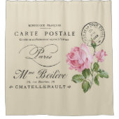 Roze Frans Briefkaart Grafische kunst Douchegordijn (Voorkant)