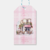 Roze Frans Café Bruidsfeestje Cadeaulabel (Voorkant)