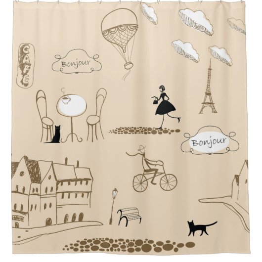 Roze Frans: Chique patroon ontwerp. Douchegordijn (Voorkant)