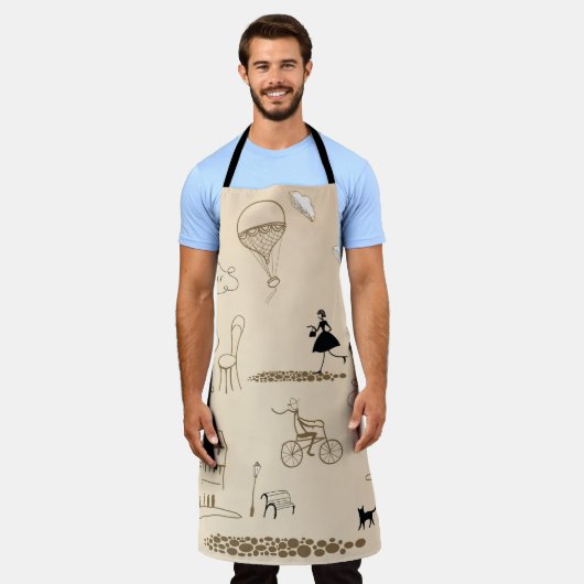 Roze Frans: Chique patroon ontwerp. Schort (Gedragen)