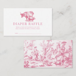Roze Frans Country Boerderij Luier Raffle Ticket Informatiekaartje