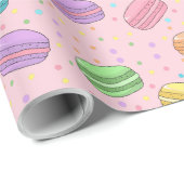  Roze Frans Eten Thema Macaron Cake Pattern Cadeaupapier (Rol Hoek)