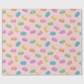Roze Frans Eten Thema Macaron Cake Pattern Cadeaupapier (Vlak)