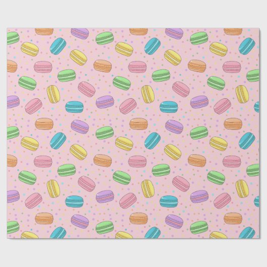  Roze Frans Eten Thema Macaron Cake Pattern Cadeaupapier (Vlak)