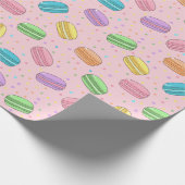 Roze Frans Eten Thema Macaron Cake Pattern Cadeaupapier (Hoek)