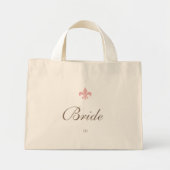 Roze Frans Fleur de Lis bruid Initiaal Monogram Mini Tote Bag (Voorkant)