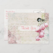  roze Frans Hartelijk dank Briefkaart (Voorkant / Achterkant)
