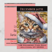 Roze Frans Kat Vakantie Schattige jaar Kerstmis Kaart (Voorkant / Achterkant)