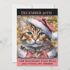 Roze Frans Kat Vakantie Schattige jaar Kerstmis Kaart