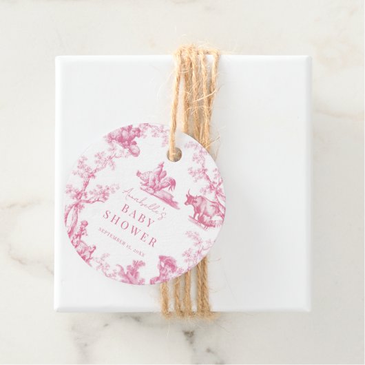 Roze Frans Land Boerderij Dier Meisje Baby shower Bedankjes Labels (In situ)