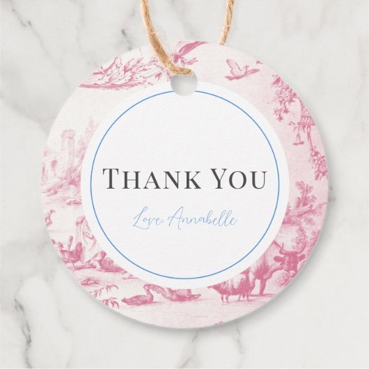 Roze Frans Land Boerderij Dier Meisje Baby shower Bedankjes Labels (Achterkant)