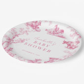 Roze Frans Land Boerderij Dier Meisje Baby shower Papieren Bordje (Gekanteld)