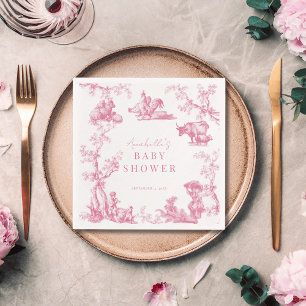 Roze Frans Land Boerderij Dier Meisje Baby shower Servet