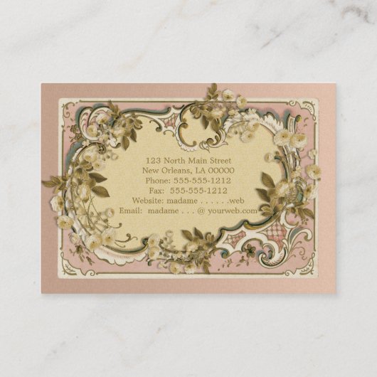 Roze Frans  Lijst | Rozen Bridal Boutique Visitekaartje (Achterkant)