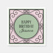 Roze Frans Parijs thema meisje Verjaardag Papier S Servet (Voorkant)