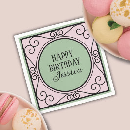 Roze Frans Parijs thema meisje Verjaardag Papier S Servet