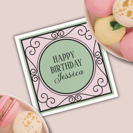 Roze Frans Parijs thema meisje Verjaardag Papier S Servet