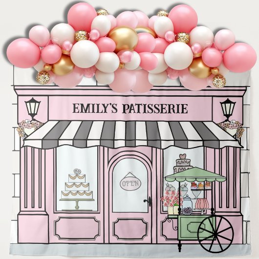 Roze Frans Parijse thema Meisjes Verjaardag Achter Wandkleed