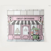 Roze Frans Parijse thema Meisjes Verjaardag Achter Wandkleed (Voorkant (horizontaal))