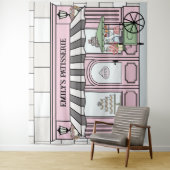 Roze Frans Parijse thema Meisjes Verjaardag Achter Wandkleed (In situ)