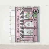 Roze Frans Parijse thema Meisjes Verjaardag Achter Wandkleed (Voorkant)