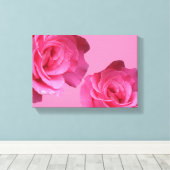  roze Frans roos bloemenzwart fine art Canvas Afdruk (Insitu (Houten vloer))
