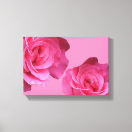  roze Frans roos bloemenzwart fine art Canvas Afdruk