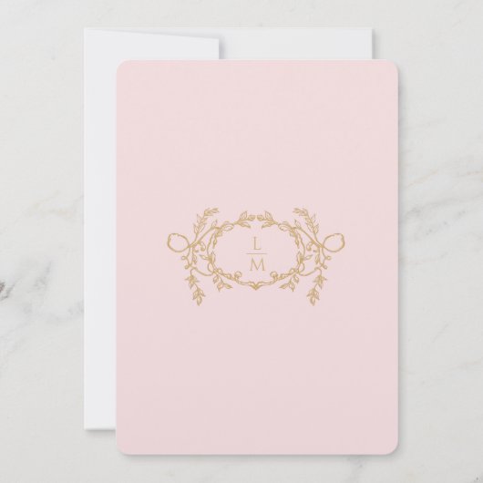 Roze Frans Swag Monogram Uitnodiging (Achterkant)