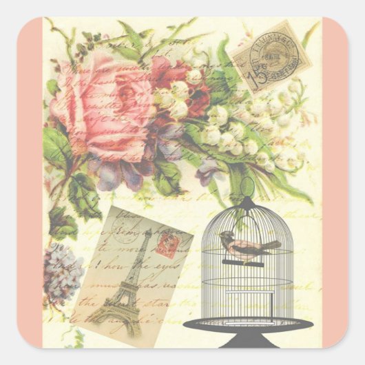 Roze Frans thema Paris Sticker (Voorkant)
