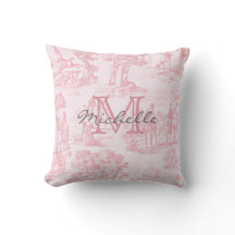 Roze Frans Toile Monogram Initiaal Naam