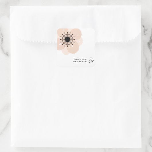 Roze Franse Anemone Bruiloft Sticker (Tas)