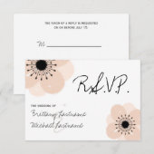 Roze Franse Anemone Wedding RSVP (Voorkant / Achterkant)