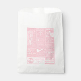 Roze Franse antiek krant Victoriaans Bedankzakje