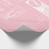 Roze Franse antiek krant Victoriaans Cadeaupapier (Hoek)