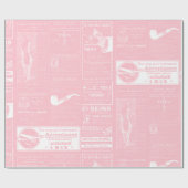 Roze Franse antiek krant Victoriaans Cadeaupapier (Vlak)