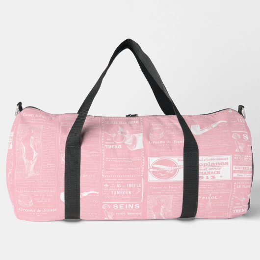 Roze Franse antiek krant Victoriaans Plunjezak (Voorkant)