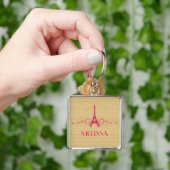 Roze Franse Bloei Premium Sleutelhanger (Hand)