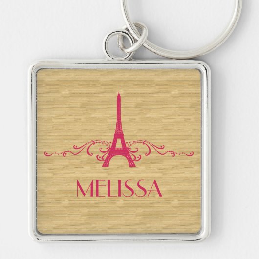 Roze Franse Bloei Premium Sleutelhanger (Voorkant)