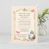 Roze Franse Bridal Tea Party Kaart (Staand voorkant)