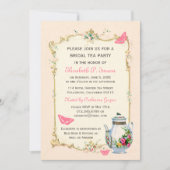 Roze  Franse Bridal Tea Party Kaart (Voorkant)
