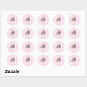 Roze Franse Bruidsontbijt Cafe Ronde Sticker (Vel)