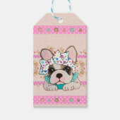 Roze Franse Bulldog Gift Label Kaart Cadeaulabel (Voorkant)