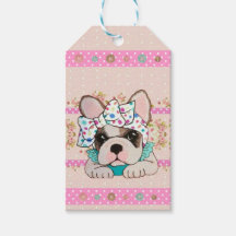 Roze Franse Bulldog Gift Label Kaart