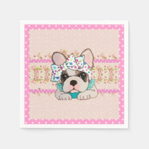 Roze Franse Bulldog servetten